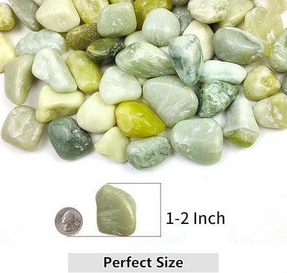 5lbs Pebbles for Indoor Plants, 1-2 Inch Jade High Polished River Rocks Outdoor Decorative Stones Vase Filler Fish Tank Aquariums Landscaping Garden Outdoor and Indoor DIY