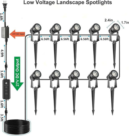 SUNTHIN Outdoor Landscape Lighting with Dusk to Dawn Sensor Controller, 10 Pack