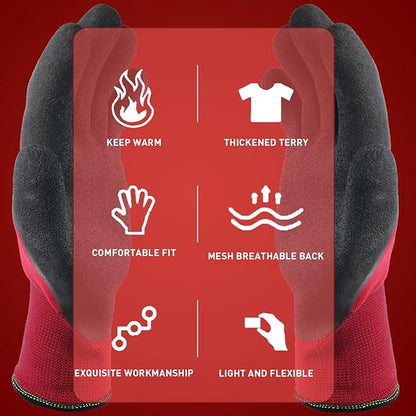 LOCCEF 2 Pairs Winter Work Gloves for Men and Women, Freezer Gloves for Work Below Zero, Thermal Insulated, Super Grip