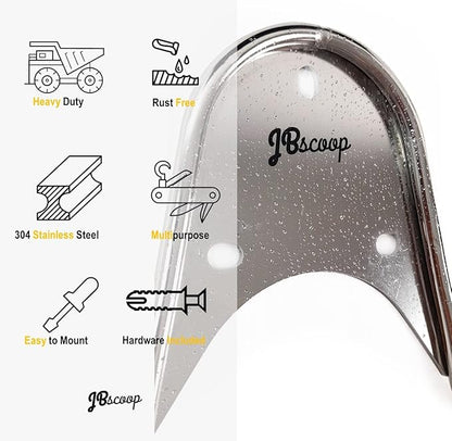 JBscoop Garden Hose Holder Stainless Steel Small Wall Mount Garden Hose Hook, Ideal for Water, Air, Hydraulic Hose, Ropes, Extension Cords Heavy Duty & Rust Proof (2)