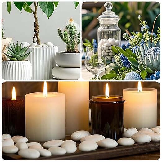 Large River Rocks for Landscaping, 40lbs White Pebbles for Indoor Plants, 2-3 Inch Decorative Rocks for Planters, High Polished Stones for Vase Filler Fish Tank Garden