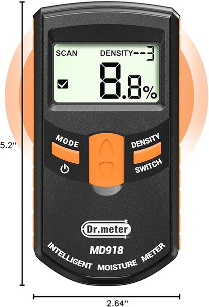 Pinless Wood Moisture Meter, Non-Destructive Moisture Detector for Wood Firewood, 4%-80% Measuring Range Digital Sensor Scanner (MD918)