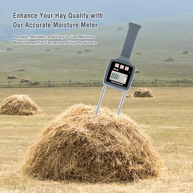 Hay Moisture Tester, Portable Hay Moisture Meter, Straw, Forage Grass, Suitable for a variety of grains such as wheat, corn, coffee, etc., suitable for Farmers, Food Processors & Traders-GISNPA
