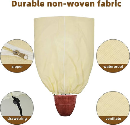 Plant Cover, Plant Protector, 4 Pack 39.3 * 31.8 inch Winter Frost Fabric Blanket, Two-Way with Drawstring for Outdoor Plants, Protects Against Cold Frost and Wind Damage.