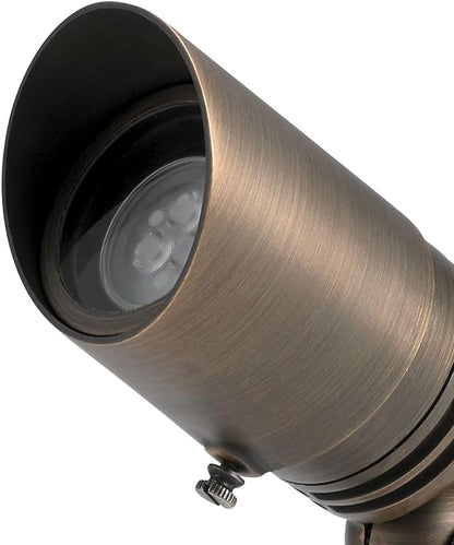 Kichler 12V MR-16 Adjustable Cowl Brass Accent Light in Centennial Brass, Directional Landscape Light Fixture, 15485CBR, (2.5" W x 2.5" H x 6" L)