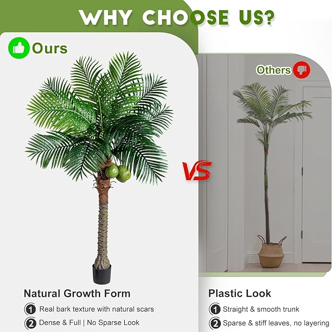 Large Artificial Palm Tree Big Faux Tropical Phoenix Trees Indoor Outdoor Realistic Floor Plants Tall Fake Plant for Modern Home Living Room Office Decor Porch Outside Patio arboles para decoracion