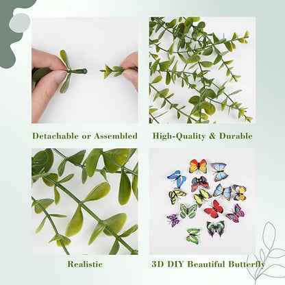 BLEUM CADE Fake Hanging Plants Mixed Set, 4pcs Artificial Hanging Plant, Faux Hanging Potted Plants Greenery for Wall Shelf Home Living Room Indoor Outdoor Decor