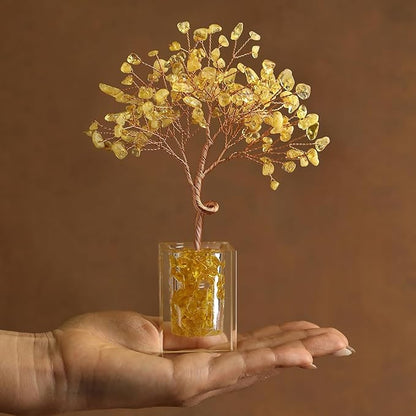 Citrine Crystal Tree of Life Healing Crystals and Stones Home Office Desk Decor Money Bonsai Fengshui Tree for Positive Energy Good Luck Handmade Spiritual Gifts for Women