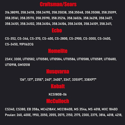 E & S 3 Pack 18 Inch Chainsaw Chain 3/8" LP Pitch .050" Gauge 62 Drive Links Semi-Chisel Chain Saw Chains for Husqvarna, Poulan, Craftsman, Greenworks and More Chainsaw Brands