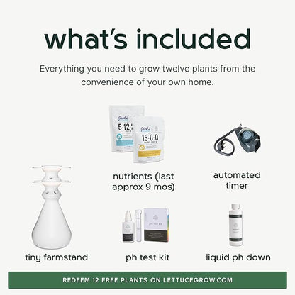 Farmstand Starter Kit with Glow Rings and 12 Seedling Credits | Tiny Hydroponic Growing System Kit | Vertical Garden Planter Tower | 3ft 8in Tall