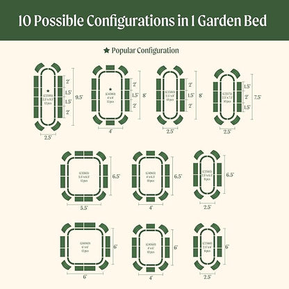 Vego garden 26" Extra Tall Raised Garden Bed Kits, 10 in 1 Modular Raised Planter Box for Vegetables Flowers Fruits Oval Metal Raised Garden-Modern Gray