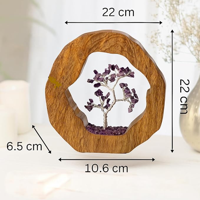 RITUALISTIC Amethyst Crystal Tree of Life in Wooden Ring - Spiritual Gift for Energy Flow & Chakra Healing, Feng Shui Gemstone Bonsai Tree, Home Decor, Wealth & Luck | Perfect for Gift & Christmas