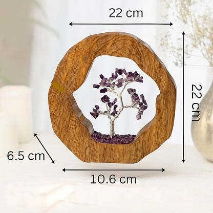 RITUALISTIC Amethyst Crystal Tree of Life in Wooden Ring - Spiritual Gift for Energy Flow & Chakra Healing, Feng Shui Gemstone Bonsai Tree, Home Decor, Wealth & Luck | Perfect for Gift & Christmas