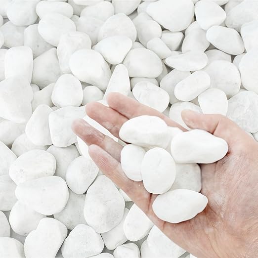 White Rocks for Landscaping, 40 lbs River Rocks for Garden Landscaping, 1-2 Inch Pebbles for Indoor Plants, Decorative White Stones Ideal for Fish Tank, Vases, Crafting, Home Decor