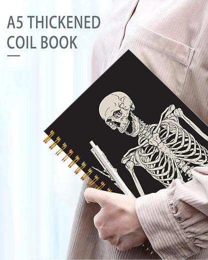 iampanda Spiral Journal Notebook,Strong TwinWire Binding with Premium Paper for Girl Women,Cool Funny 60 Sheets A5 College Ruled NotebookJournal,Perfect for School Office Home Gifts,Skull Human