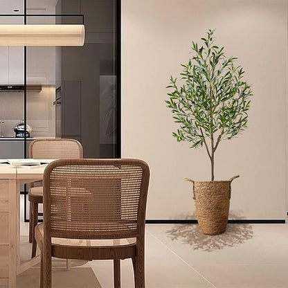 Artificial Olive Tree, 6ft Tall Fake Olive Leaves Plant with Basket, Indoor Outdoor Faux Olive Topiary Silk Tree for Home Livingroom Office Décor
