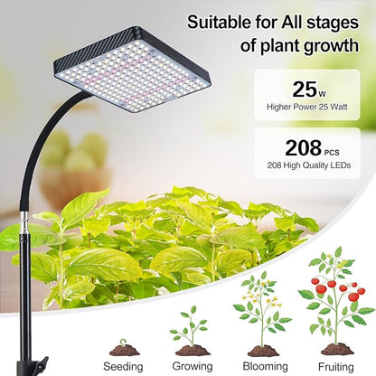 Grow Light with Stand and Timer, 25 Watt Power Home Plug Standing Tall Plant Light, Full Spectrum Grow Lights for Indoor Houseplants, Bonsai Tree, Seed Starting, 24"-64" Height Adjustable