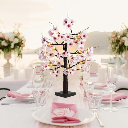 Uieke 2PACK 24IN Lighted Cherry Blossom Tree 48 Warm White LED Tabletop Artifical Bonsai Tree with Timer Battery/USB Operated for Wedding Party Spring Home Indoor Japanese Room Decor