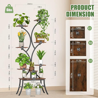 Plant Stand Indoor with Grow Lights - 62'' Tall Plant Stand Corner Plant Stands 8 Tiered Large Flower Holder Display Rack for Living Room Bedroom Office Home Decor