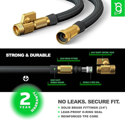 Easy to Use Garden Hose 50 FT, Lightweight and Leak-Proof Heavy-Duty Flexible Water Hose 50FT with Reinforced TPE Core, 3/4" Solid Brass Fittings, Ultra-Flow Manguera Para Jardin, Built to Last