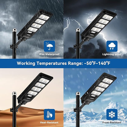 LANGY 2PACK Solar Street Lights Outdoor Lamp 200000 lumens with Remote Control,Dusk to Dawn Motion Sensor,IP65 Waterproof Solar Powered Outdoor Lamp for Parking Lots,Yard,Barn Basketball Court