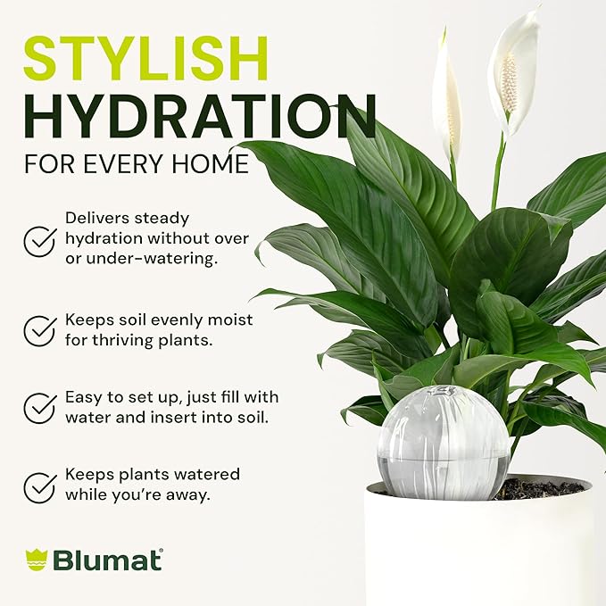 Blumat Glass Plant Self Watering Globes,Automatic Houseplant Drip Irrigation for Indoor Plants, Hanging Plants, Houseplants, Plant Garden Accessories,Vacation Plant Savers,Large Globe Small Adapter