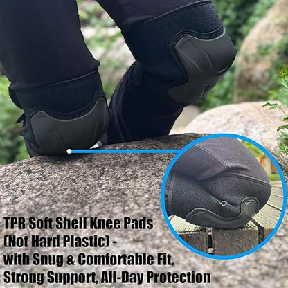 Work Knee Pads for Kneeling Men & Women, Safety Soft Cushioned knee Pad with Non-Slip Straps and Heavy Duty Cap, Perfect for Flooring, Carpeting, Floor Installation, Industrial Workers for Christmas, Black XL (1 Pair)
