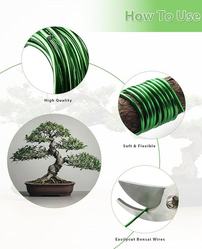 Bonsai Wire Kit 8Pcs, 7 Roll Aluminum Bonsai Training Wire Coils with Cutter Set -1/1.5/2.0/3.0mm Multiple Sizes Bonsai Accessories for Bonsai Trees Branch Control Plant Shaping