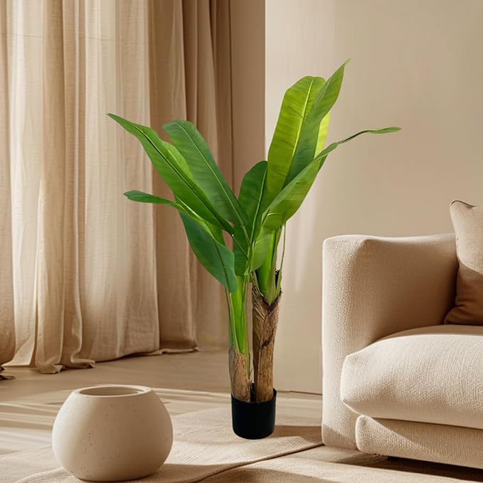 XBrand 47.2-Inches Artificial Banana Tree in Pot for Indoor Outdoor Home Office Store, Great Housewarming Gift