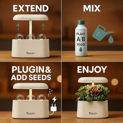 Nouri 5 pod Smart Garden for Home Cooks | w/Heirloom Basil | Hydroponics Growing System | LED Grow Lights | Indoor Herb Garden Kit | Herb Growing Kit Indoors for Plant Lovers, Gardeners, Kitchen