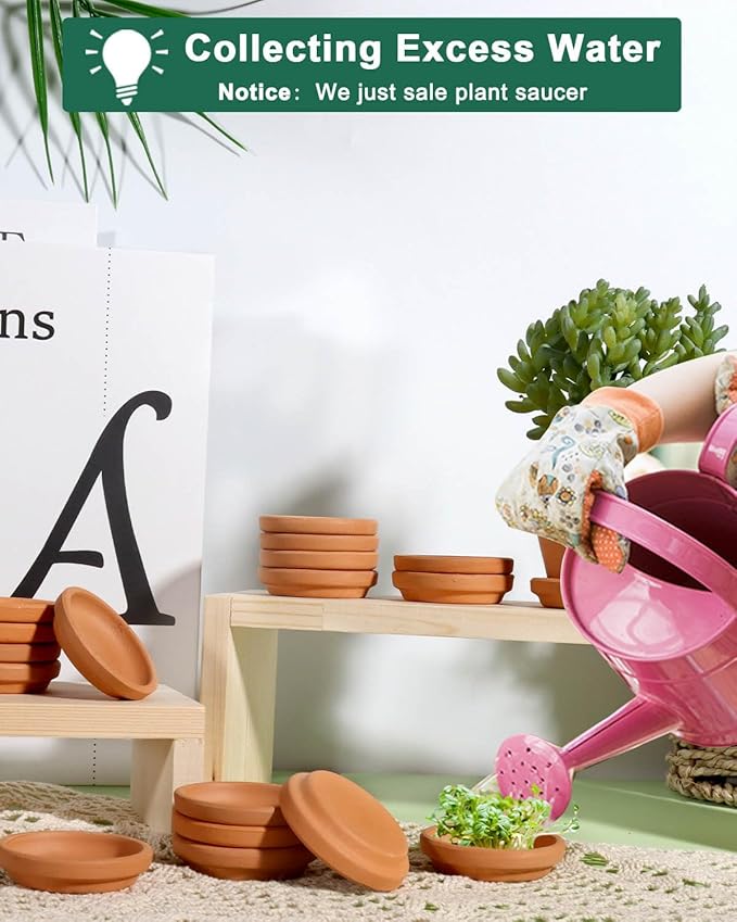 vensovo 2 Inch Terracotta Plant Saucer Pots Tray - 12 pcs Mini Planter Saucers for Indoor & Outdoor Plants, Small Clay Trays Perfect for 1 Inch 1.5Inch Flower Pot
