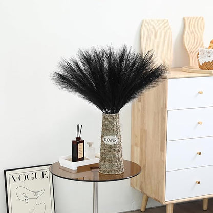 30pcs Black Pampas Grass - 24 Inch Faux Pampas Grass Decor, Short Artificial Pampas Grass for Gothic Room Decoration, Wedding, Party, Halloween and Home Decor(Black)