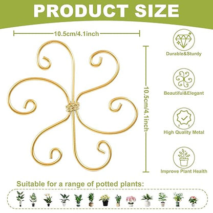Plant Stem Supports for Indoor Plants, 4 Pack Iron Monstera Plant Support, Gold