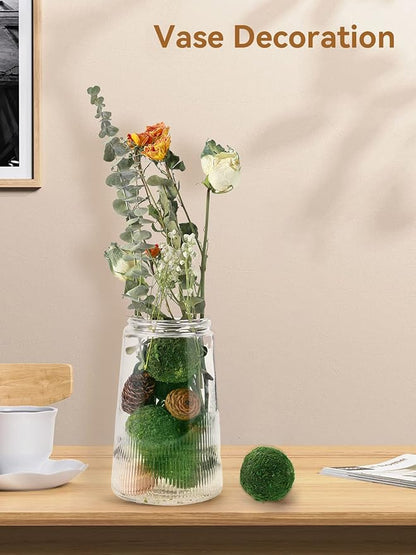 Biubee 12Pack Decorative Faux Dried Moss Balls- 2.2" Artificial Green Plant Mossy Globes Handmade Sphere Moss Gift for Home Dough Bowl Vase Chinoiserie Decors Party Wedding Display