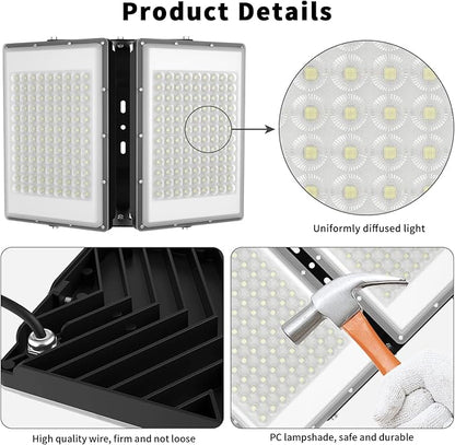 400W LED Flood Light, 40000LM Super Bright Outdoor Security Lights with Wider Lighting Angle,6000K Daylight White, IP66 Waterproof Outdoor Lighting for Garage, Garden, Yard, Parking Lot