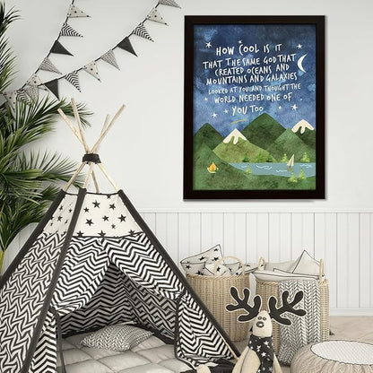 Same God Creation Wall Art,How Cool is it that the Same God Canvas Frame Print for Teen Boys Room Wall Decor,Woodland Mountain Nursery Wall Decor 24'' L x 18'' H