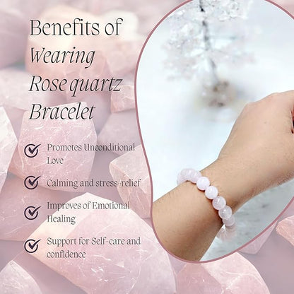 Rose Quartz Crystal Tree with Bracelet for Home Decor, Healing, Spiritual Gifting, Room Decor, New Year & Good Luck Gifting | Made from Genuine Crystal Stones (9 x 3 Inches)