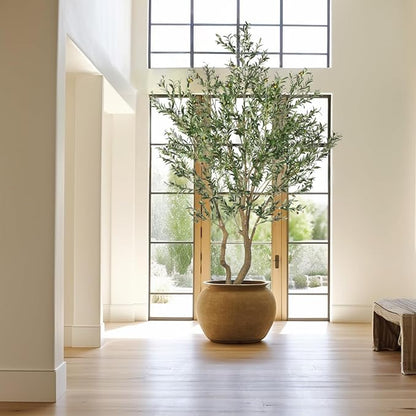 Tall Faux Olive Tree，10ft（120in） Realistic Potted Silk Artificial Olive Tree， Fake Olive Trees Indoor with Green Leaves and Big Fruits for Home Office Living Room Stairs Patio Decor.
