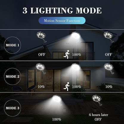 Solar Lights Outdoor - 6500K Solar Street Lights Outdoor, Motion Sensor&Dusk to Dawn Flood Light, 168LED 8 Sides 360°Wide Angle Security Flood Light, IP66 Waterproof with Remote, for Yard/Pool(2 Pack)
