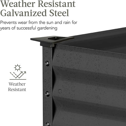 Best Choice Products 48x24x30in Galvanized Raised Garden Bed, Metal Elevated Planter Box, Vegetable Garden for Backyard, Patio, Balcony - Charcoal