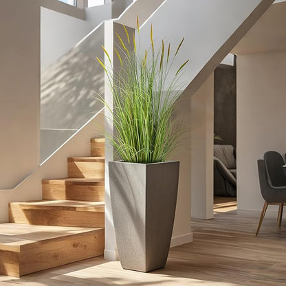 KOL 3ft 2-Pack Artificial Cattail Reed Grass, 35in Artificial Indoor Outdoor Fake Onion Grass Plant, Home Office Decorative Artificial Plants in Pot Faux Plant Greenery, Housewarming Gift, Green