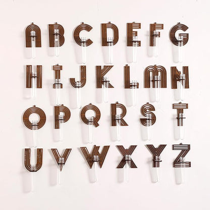 Wood Letter Wall Planter Terrariums Propagation Station with Test Tube Clear Flower Vase for Hydroponics Custom Vertical Garden Walnut DIY Home Decor Hanging Plant Holder Alphabet