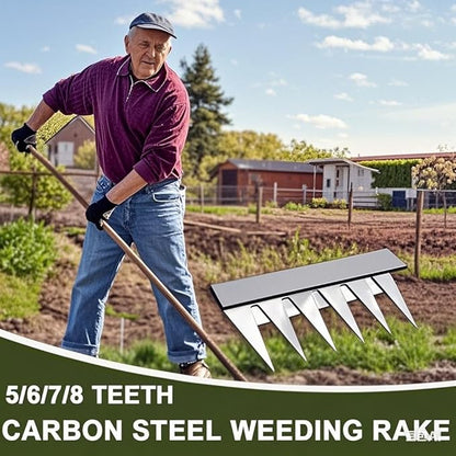 Gardening Hand Weeder Puller Tool, Manual Weeder with Detachable Blade Weeder Puller Tool,High-Carbon Steel Weed Removal Tool for Farm Lawn Garden, 5/6/7/8 Teeth Sizes (6 Teeth)