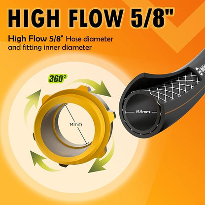 5/8 in. × 75 ft. Flexible Hybrid Rubber Garden Hose, High Flow 5/8" I.D. No Memory Durable Lightweight Water Hose for Watering, Irrigation, Water Transfer Pump