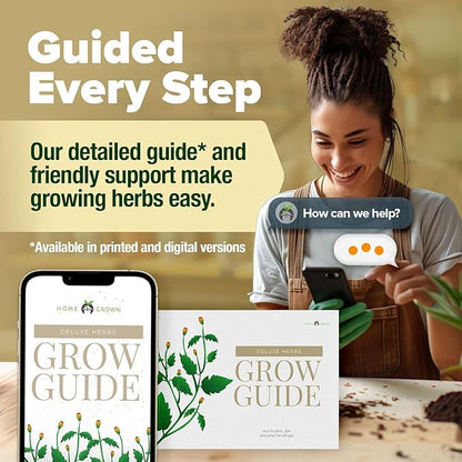 HOME GROWN Gift Herb Kit – 8 Herb Seeds Set with Basil, Cilantro, Mint & More, Complete Indoor Grow Kit for Kitchen, Gardening Gifts for Women & Men, Ideal for Cooking & Home Décor