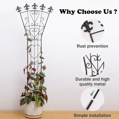 3pcs Indoor Climbing Plant Trellis 46x15.5in Heavy Duty Durable Iron Decorative Support for Monstera, Pothos, and Houseplants Ideal for Vertical Growth in Garden, Balcony, and Indoor Spaces