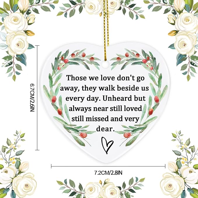 Memorial Ornament Ceramic Heart Shaped Memorial Gift for Loss of Loved One, Sympathy, Condolence, Bereavement, Grief, Mother, Father, Memorial Day