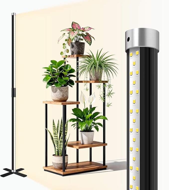SJZX Grow Light for Indoor Plants, 160 LEDs Full Spectrum Plant Light Stand with Timer, 50W 150° Wide Coverage & High PPFD Grow Light, 5ft Vertical Indoor Plant Light for Tall Plant Flower Vegetable