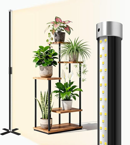 SJZX Grow Light for Indoor Plants, 160 LEDs Full Spectrum Plant Light Stand with Timer, 50W 150° Wide Coverage & High PPFD Grow Light, 5ft Vertical Indoor Plant Light for Tall Plant Flower Vegetable
