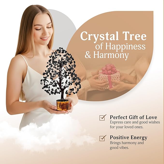 YATSKIA Black Tourmaline Crystal Tree, Crystal and Healing Stones, Gemstonre Tree Decor, Home Decor, Good Luck Gifts